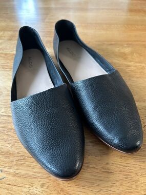 ALDO Black Leather Blanchette Slip-On Loafers